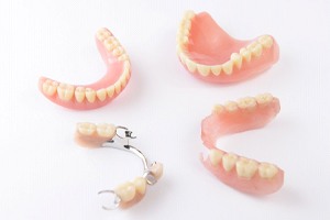 A series of denture types.